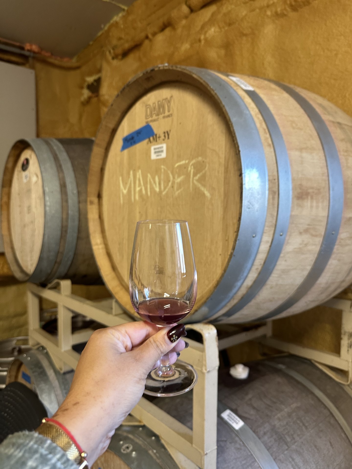 Mander 2024 Pinot Noir tasting from barrel