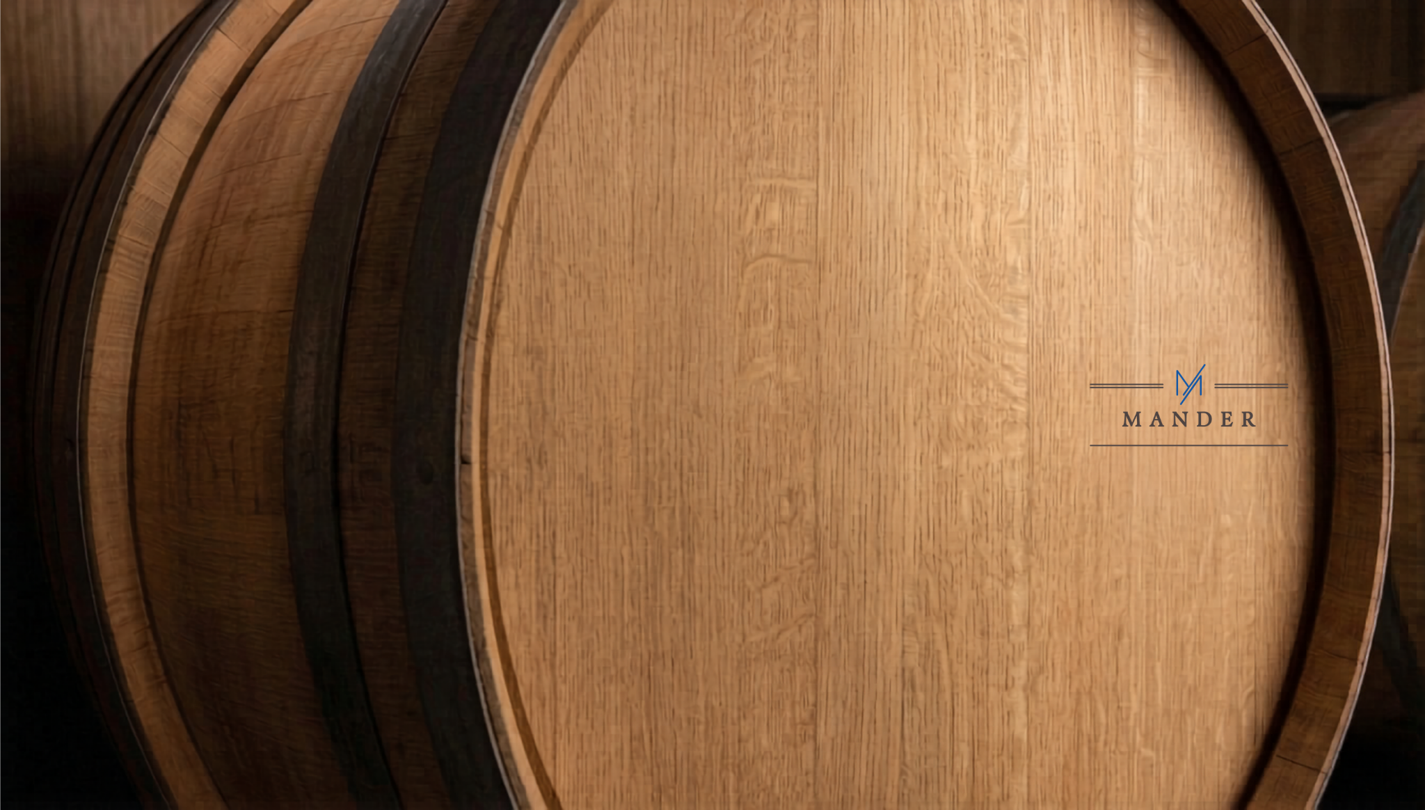 Mander barrels with M monogram in the cellar